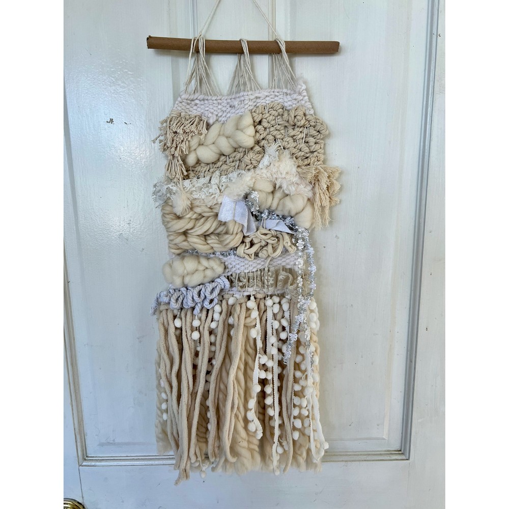 Neutral white weaving, Wall Hanging w/neutrals | Boho Wall decor | Handmade gift